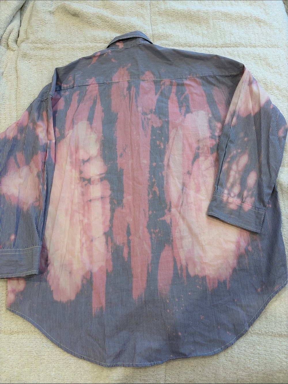 R13 Striped Button-Up Shirt in Blue and Pink. Oversized fit - Picture 4 of 4